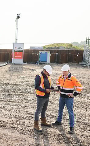 Kooi UFO unit ensuring security and fire prevention at a solar farm installation.