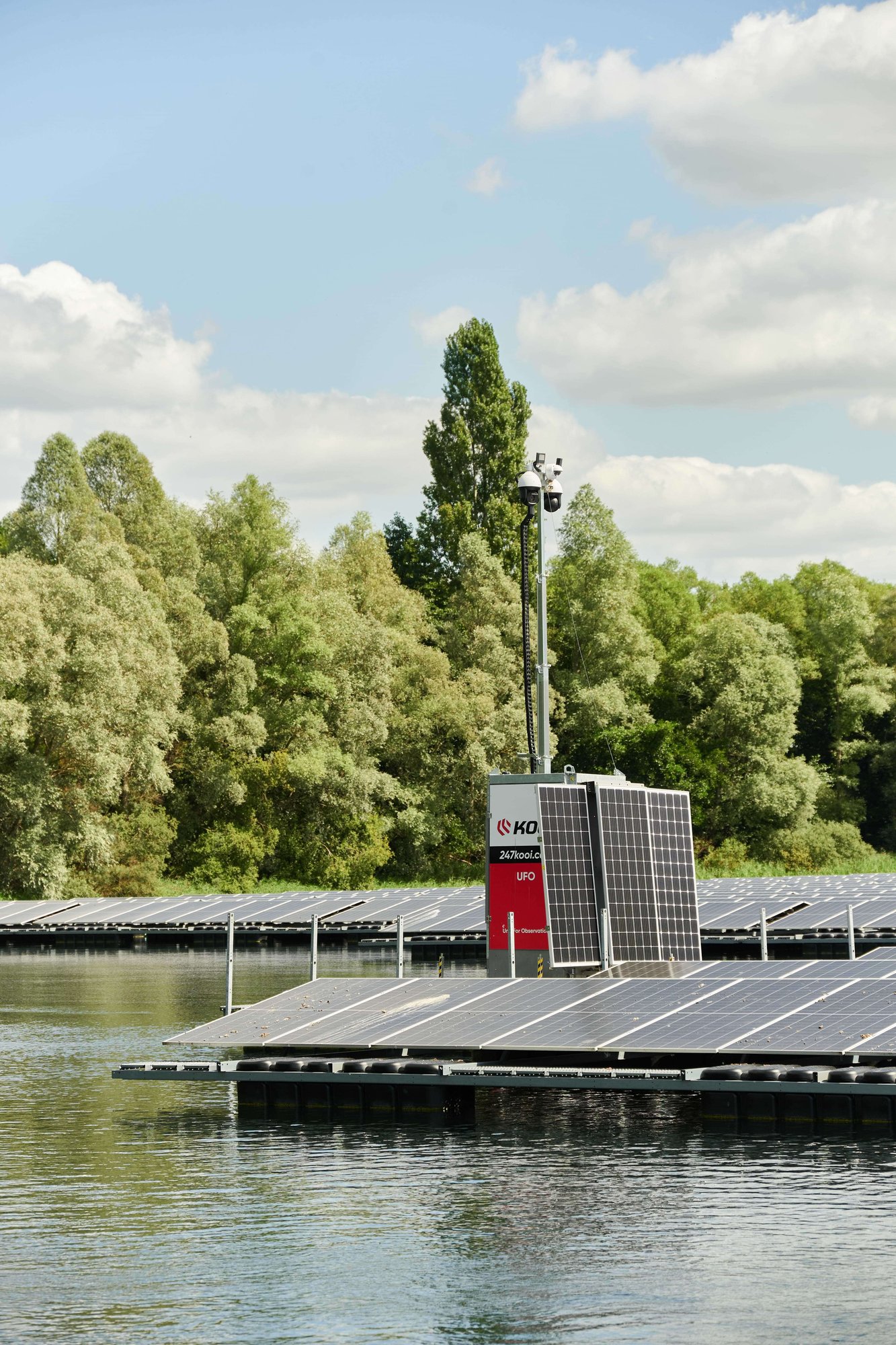 Camera Surveillance on solar farm floating on the water