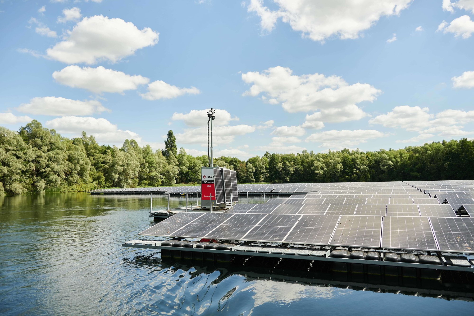 Camera Surveillance on solar farm floating on the water