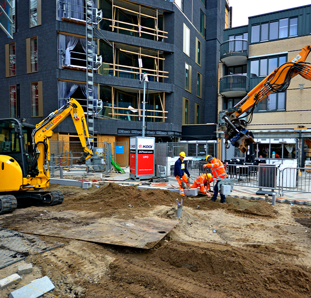 Camera-unit strategisch geplaatst op de werf om risicogebieden optimaal te beveiligen